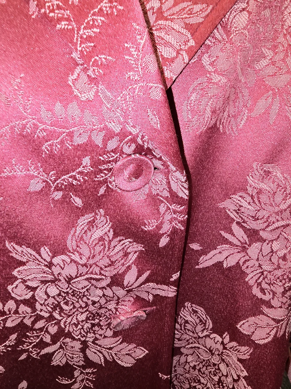 Rose Pink Floral Satin Blazer Jacket